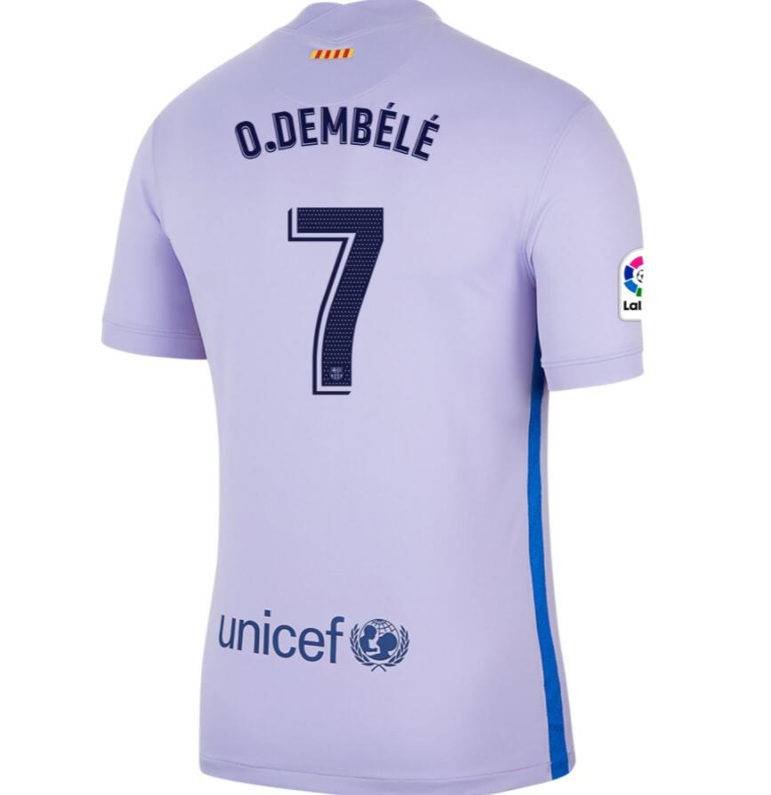 2021/22 Barcelona Away Kit Soccer Jersey with OUSMANE DEMBÉLÉ 7 printing